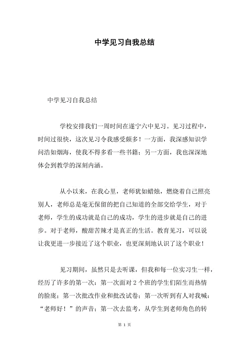 中学见习自我总结.docx