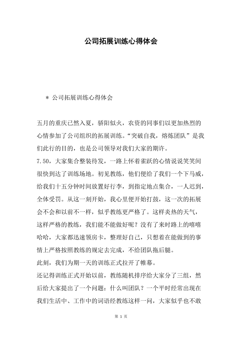 公司拓展训练心得体会.docx_第1页