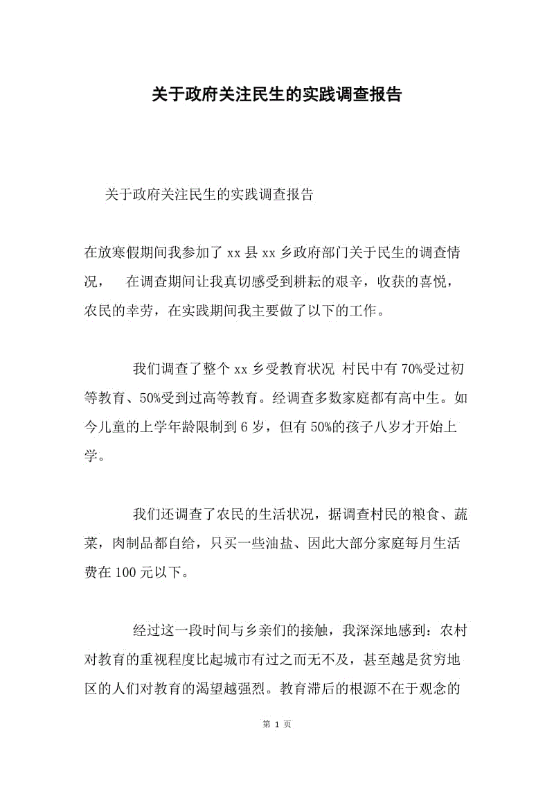 关于政府关注民生的实践调查报告.docx