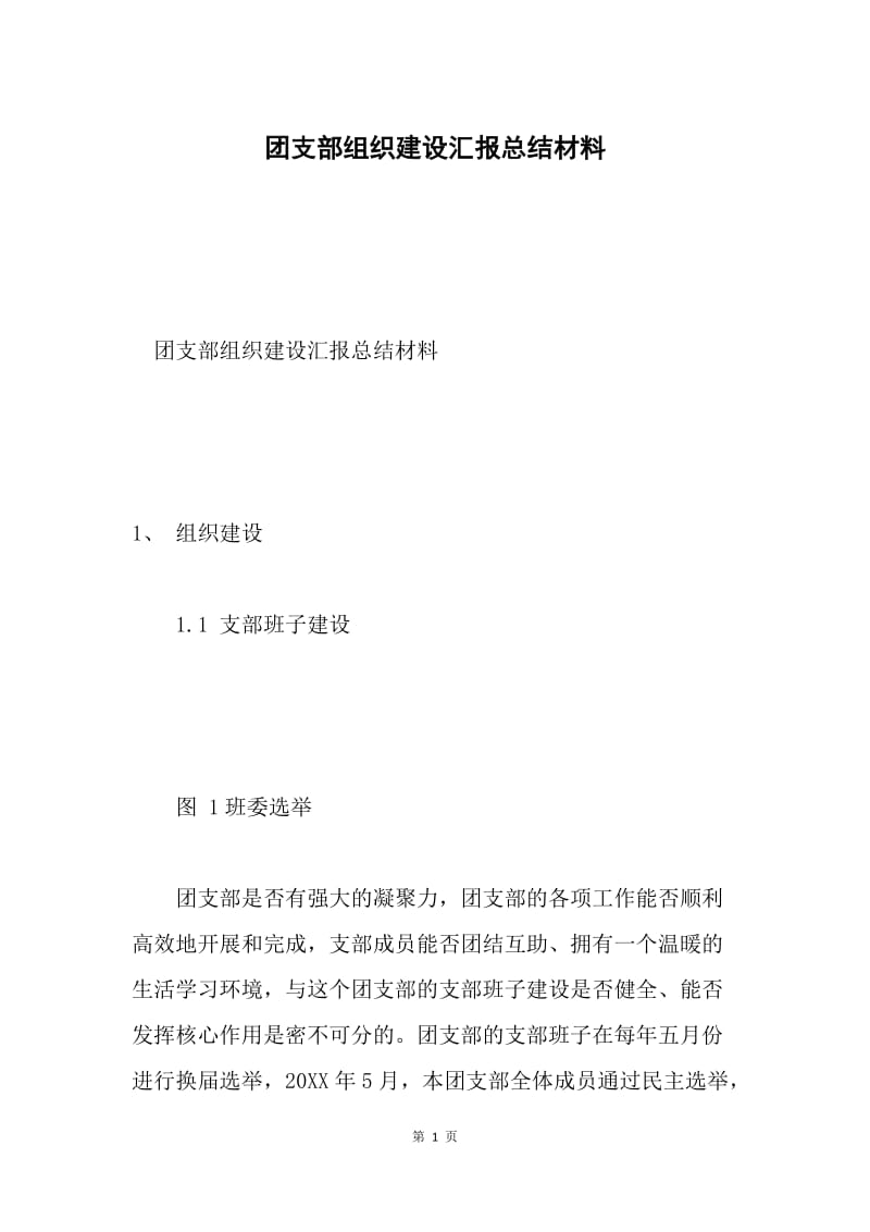 团支部组织建设汇报总结材料.docx_第1页