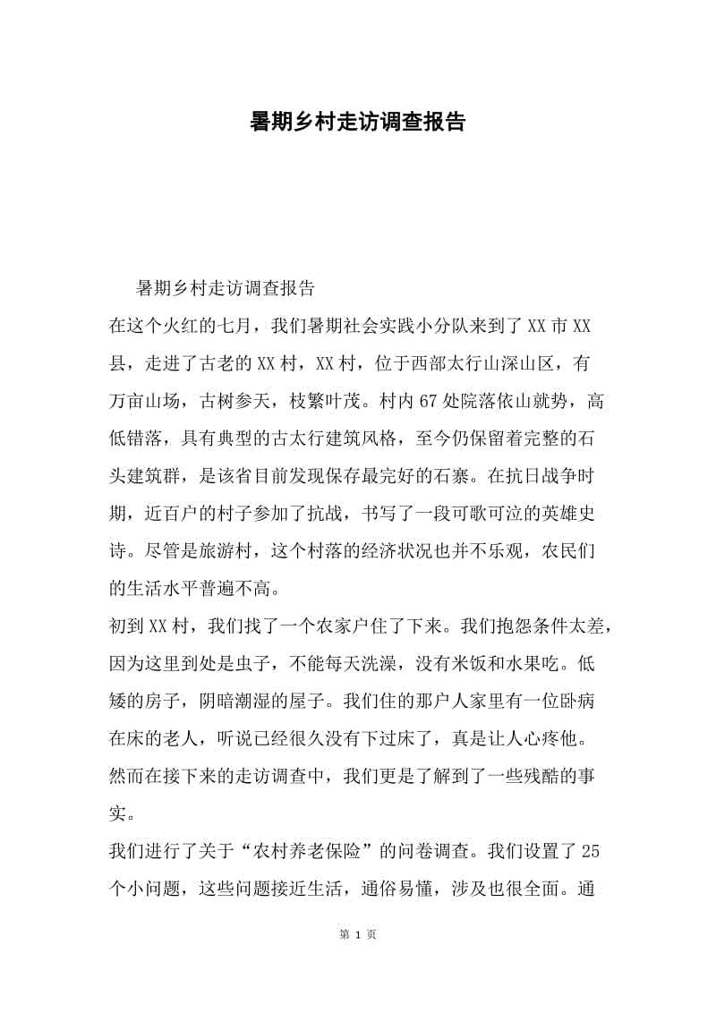 暑期乡村走访调查报告.docx