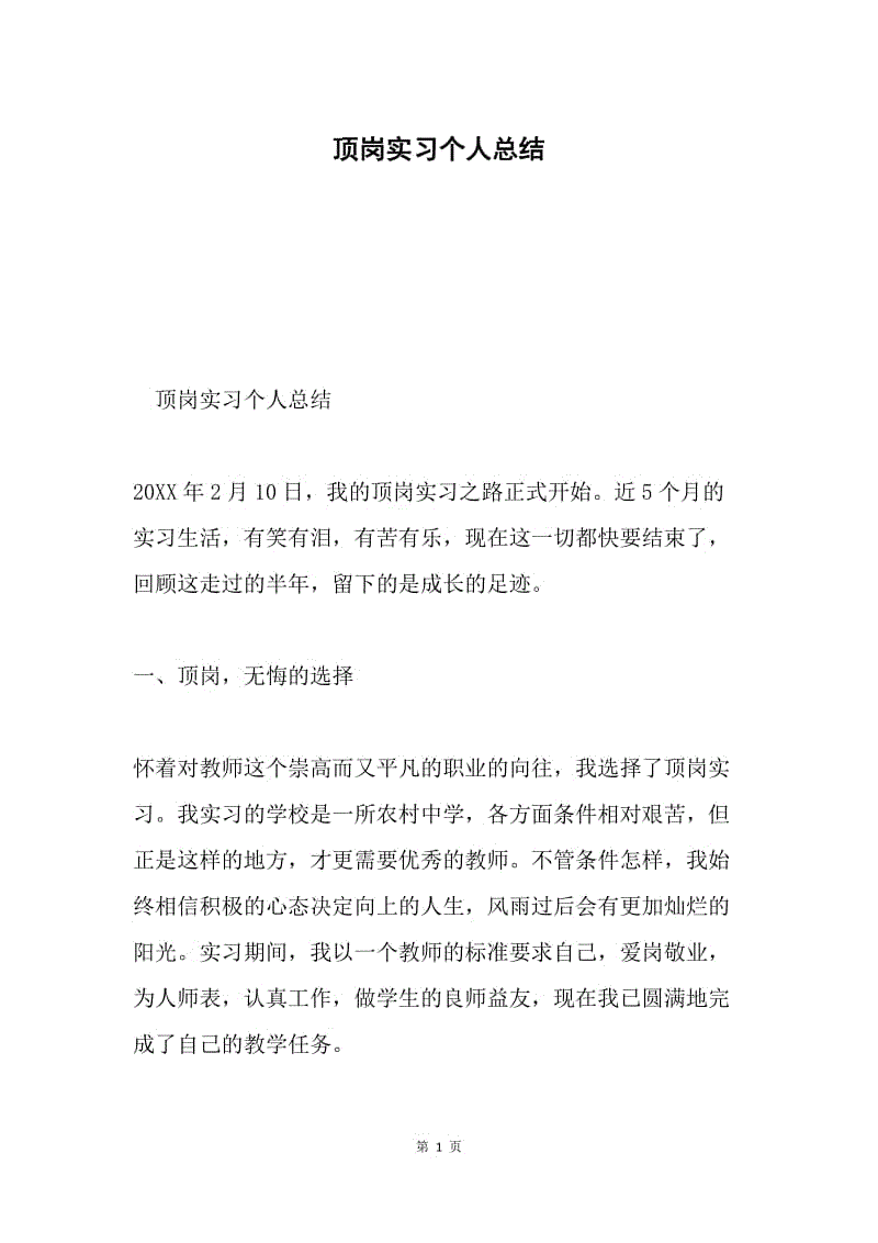 顶岗实习个人总结.docx