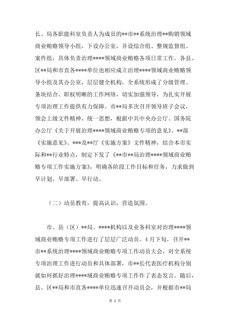 治理医药购销领域商业贿赂专项工作情况汇报.docx_第2页