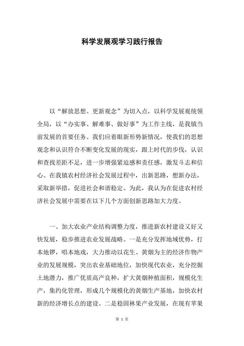 科学发展观学习践行报告.docx