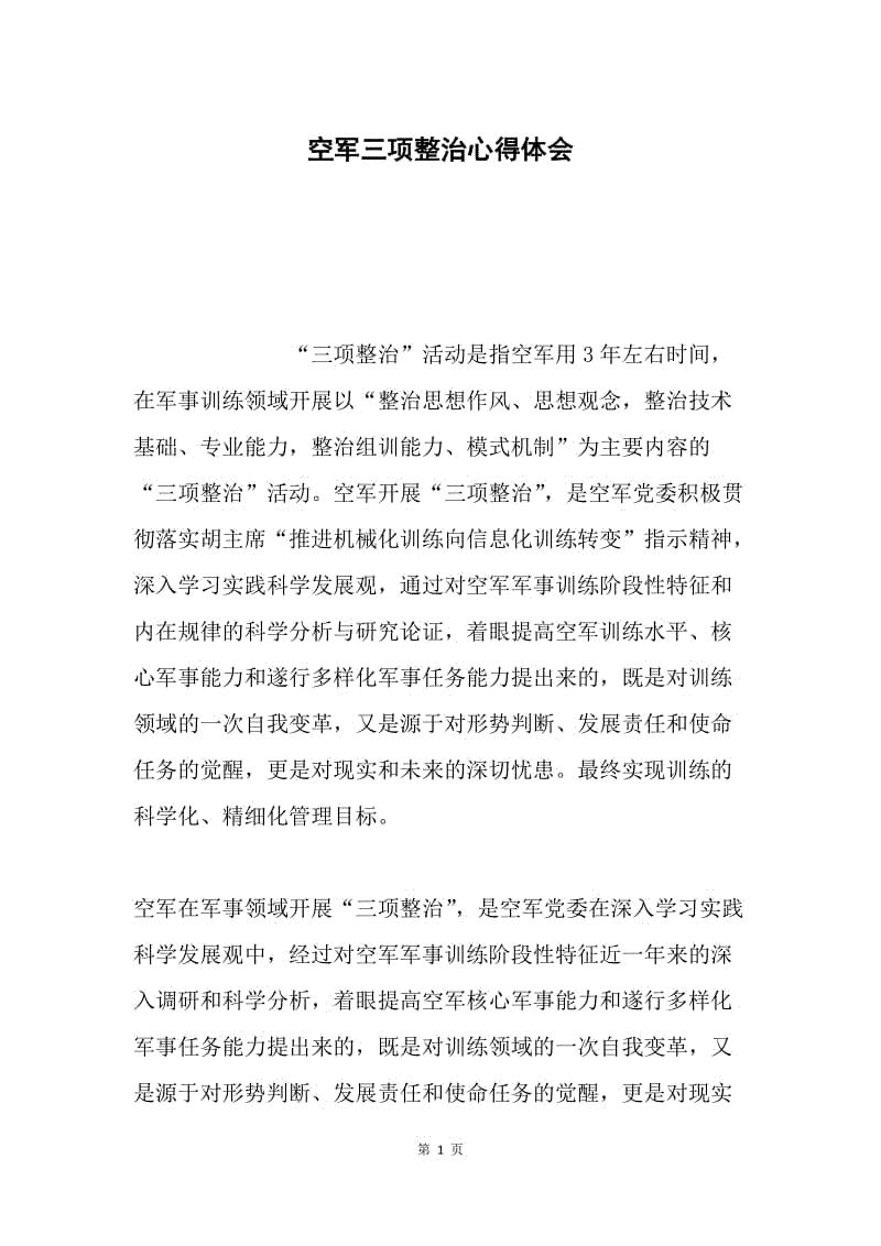 空军三项整治心得体会.docx