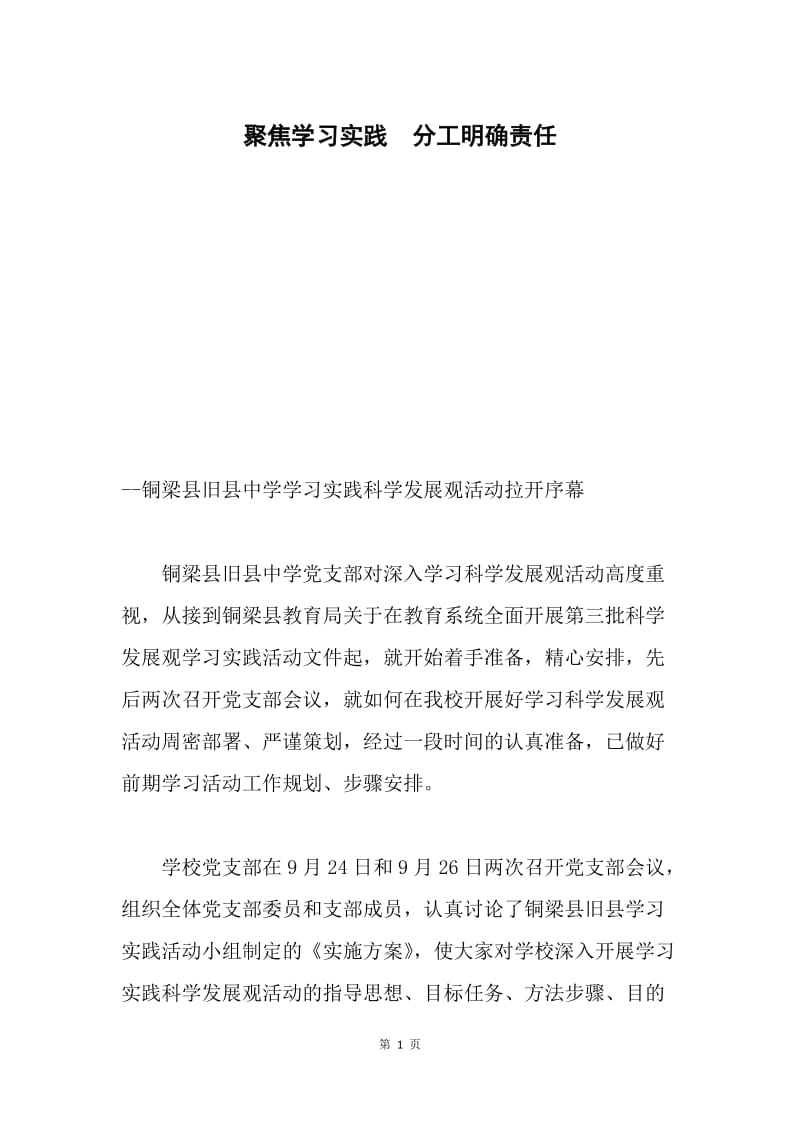 聚焦学习实践 分工明确责任.docx_第1页