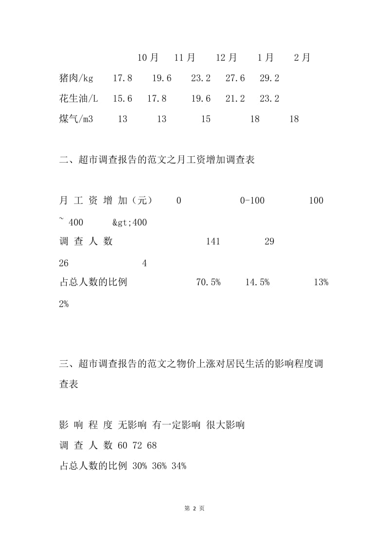 超市物价上涨的超市调查报告.docx_第2页