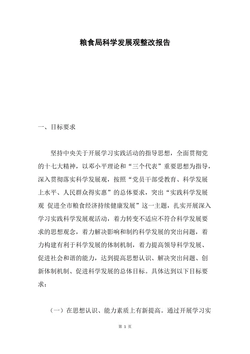 粮食局科学发展观整改报告.docx