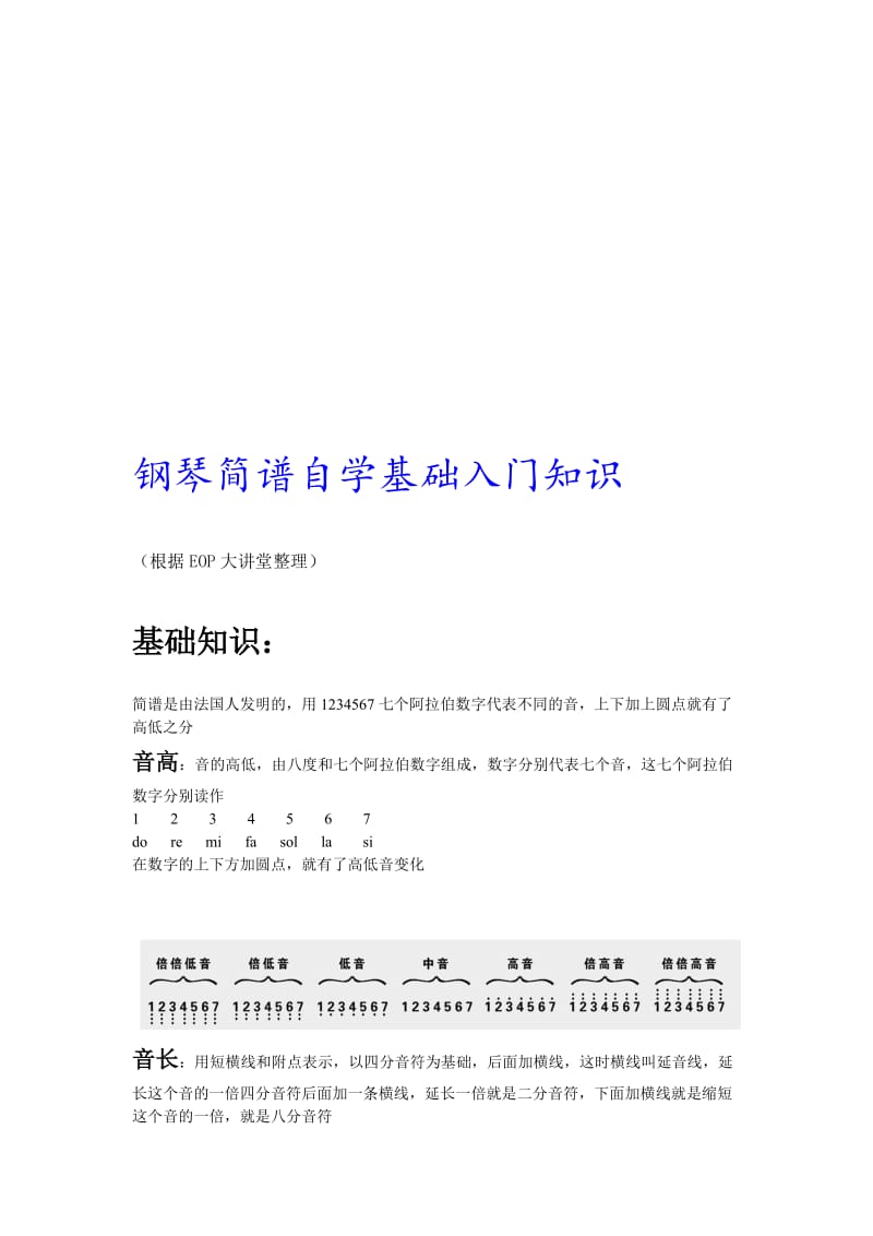 钢琴简谱自学基础入门知识名师制作优质教学资料.doc_第1页