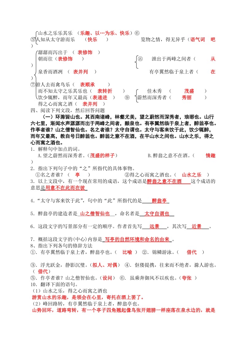 醉翁亭记练习题(有答案)名师制作优质教学资料.doc_第2页