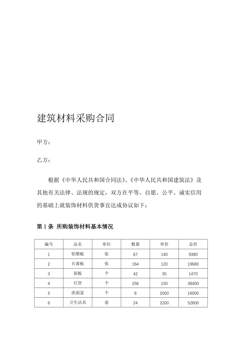 装修材料采购合同(1)名师制作优质教学资料.doc_第1页