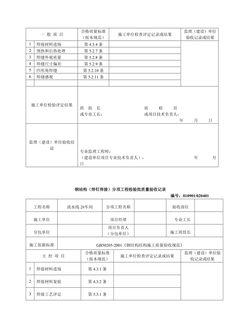 钢结构分项工程验收记录名师制作优质教学资料.doc_第2页