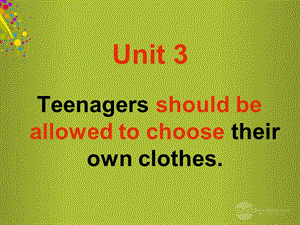 山东省青岛市城阳区第七中学九年级英语全册 Unit 3 Teenagers should be allowed to choose their own clothes课件 人教新目标版名师制作优质学案新.ppt