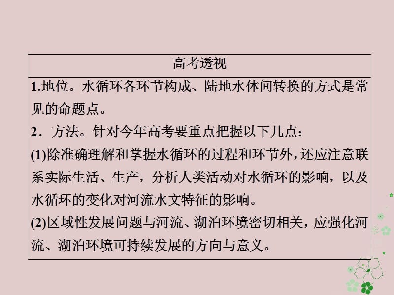 全国通用2018年高考地理二轮复习第一篇专题与热点专题一自然地理事物的特征规律原理第3讲水体及其运动课件名师制作优质学案新.ppt_第3页