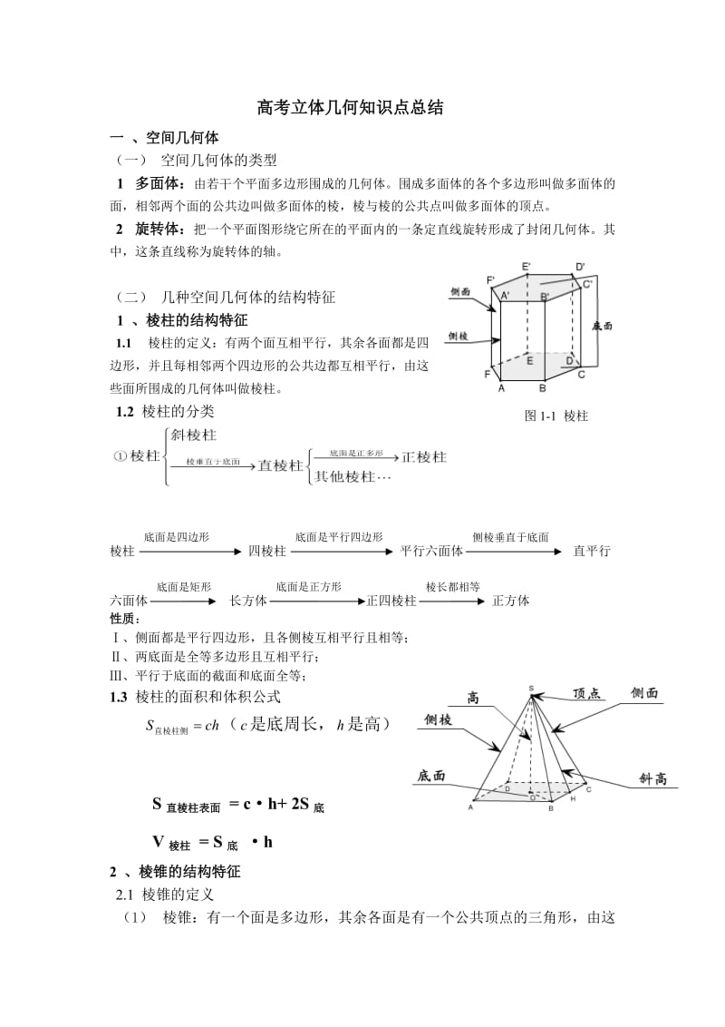 高考立体几何知识点总结.doc_第1页