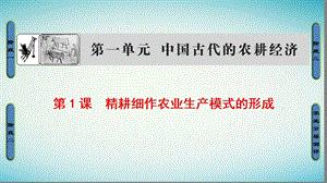 2018学年高中历史第1单元中国古代的农耕经济第1课精耕细作农业生产模式的形成课件岳麓版必修名师制作优质学案.ppt