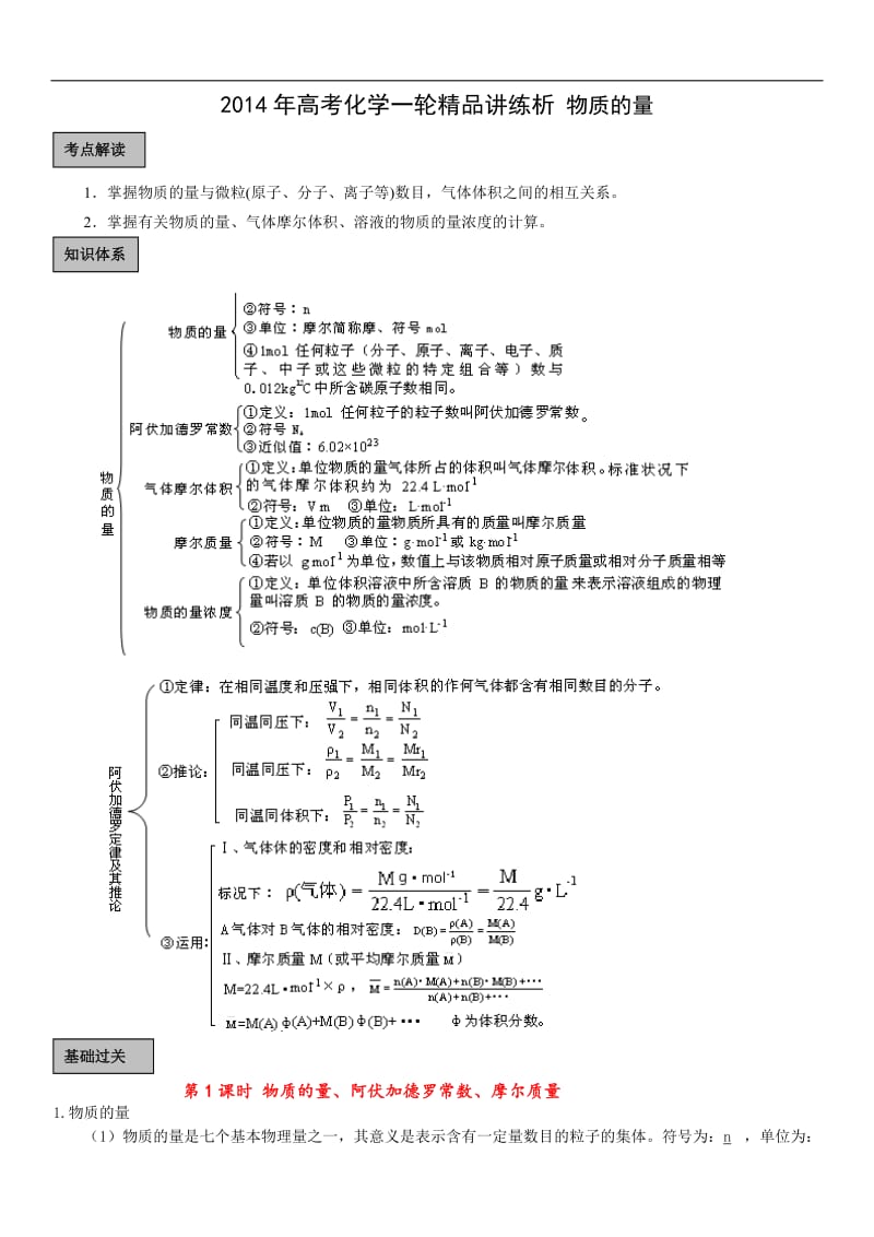 高考化学精品资料--物质的量.doc_第1页