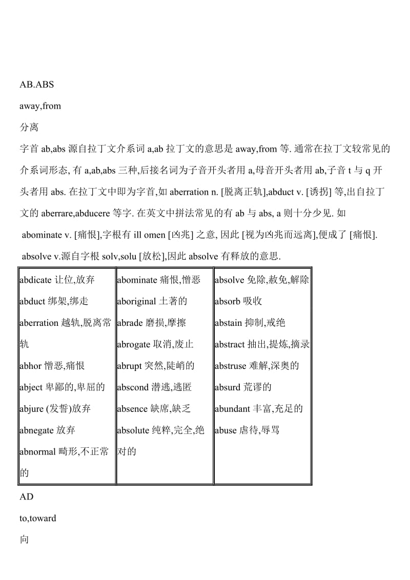 非常好的英语词根词典名师制作优质教学资料.doc_第1页