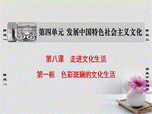 2018学年高中政治第4单元发展中国特色社主义文化第8课走进文化生活第1框色彩斑斓的文化生活课件新人教版必修名师制作优质学案.ppt