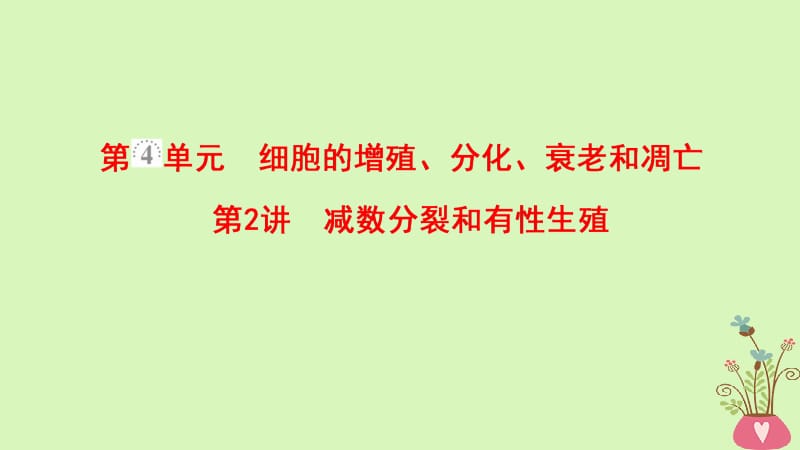 2019版高考生物一轮复习第4单元细胞的增殖分化衰老和凋亡第2讲减数分裂和有性生殖课件苏教版名师制作优质学案新.ppt_第1页