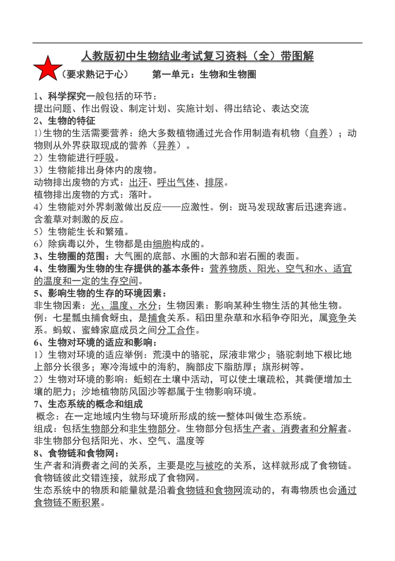 人教版初中生物结业考试复习资料带详细图解.doc_第1页