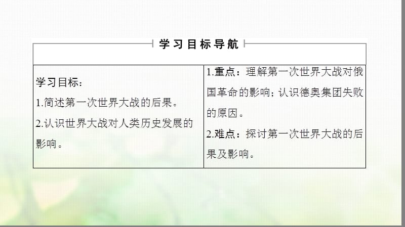 2018学年高中历史专题1第一次世界大战3第一次世界大战的影响课件人民版选修名师制作优质学案.ppt_第2页