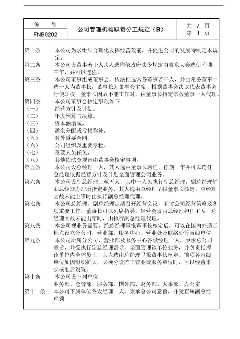 02公司管理机构职责分工规定B.doc.doc_第1页