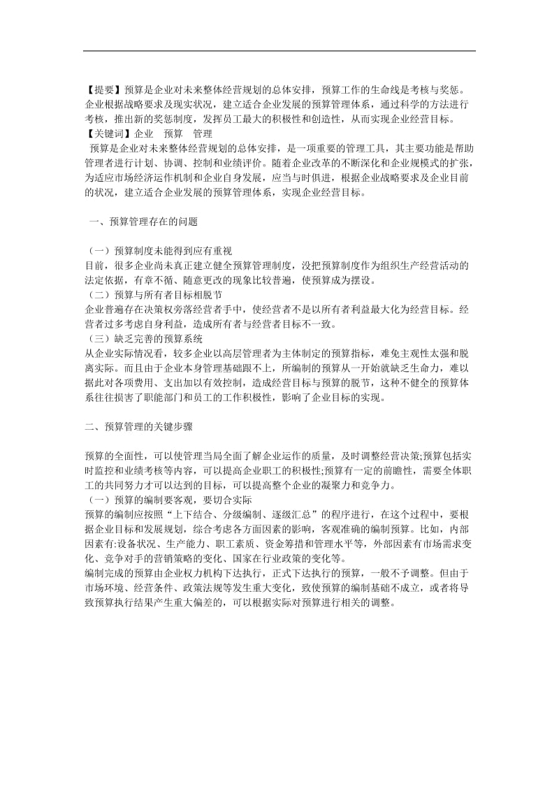 企业预算管理的实施与对策.doc_第1页