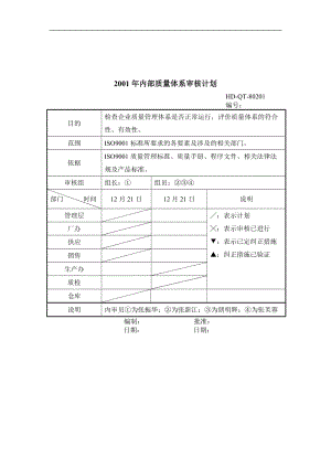 2年内部质量体系审核计划.doc