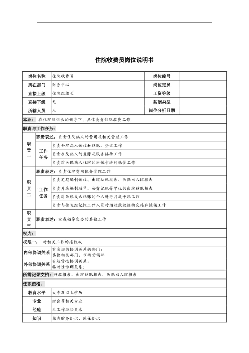 住院收费员岗位说明书.doc.doc_第1页