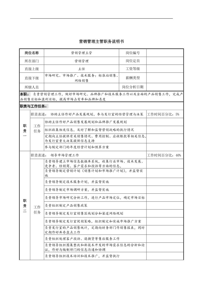 中国建筑研究所营销管理主管职务说明书.doc.doc_第1页