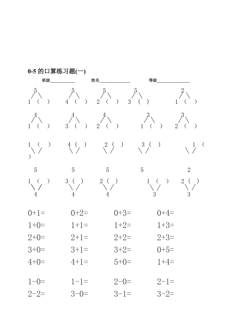 0-5以内加减法口算练习题名师制作优质教学资料.doc_第1页