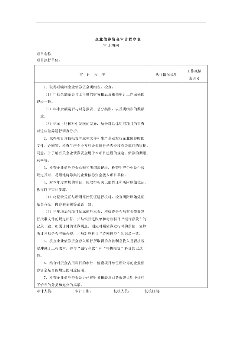 企业债券资金审计程序表doc.doc_第1页