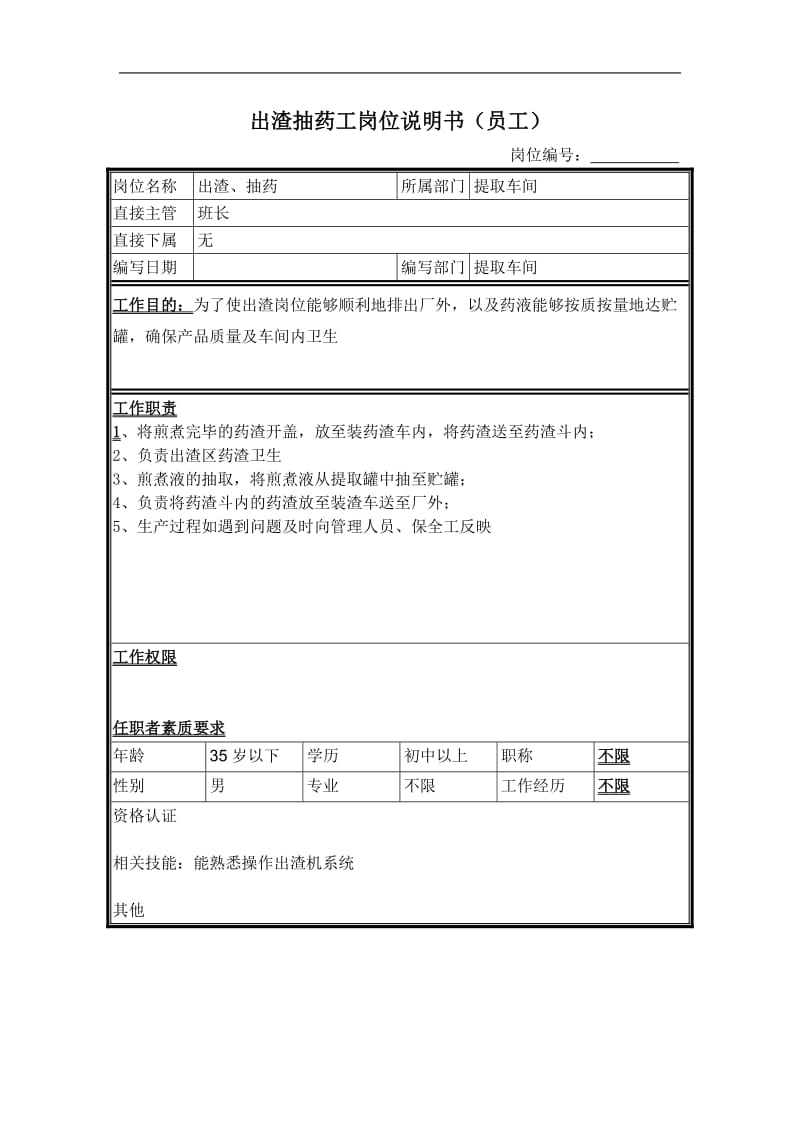 出渣抽药工岗位说明书.doc.doc_第1页