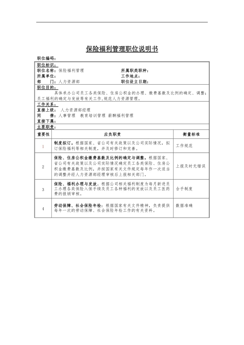 保险福利管理岗位说明书.doc.doc_第1页