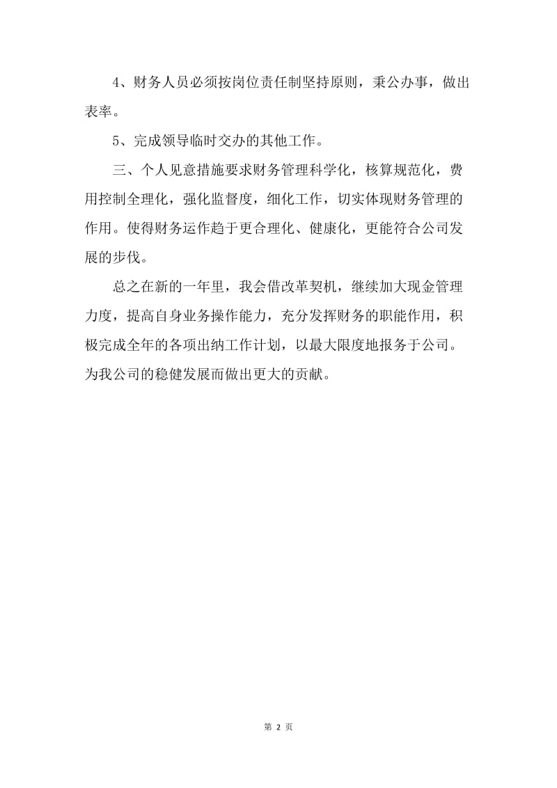 【工作计划】财务出纳人员工作计划.docx_第2页