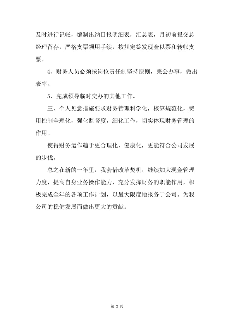 【工作计划】财务出纳年度工作安排范文.docx_第2页