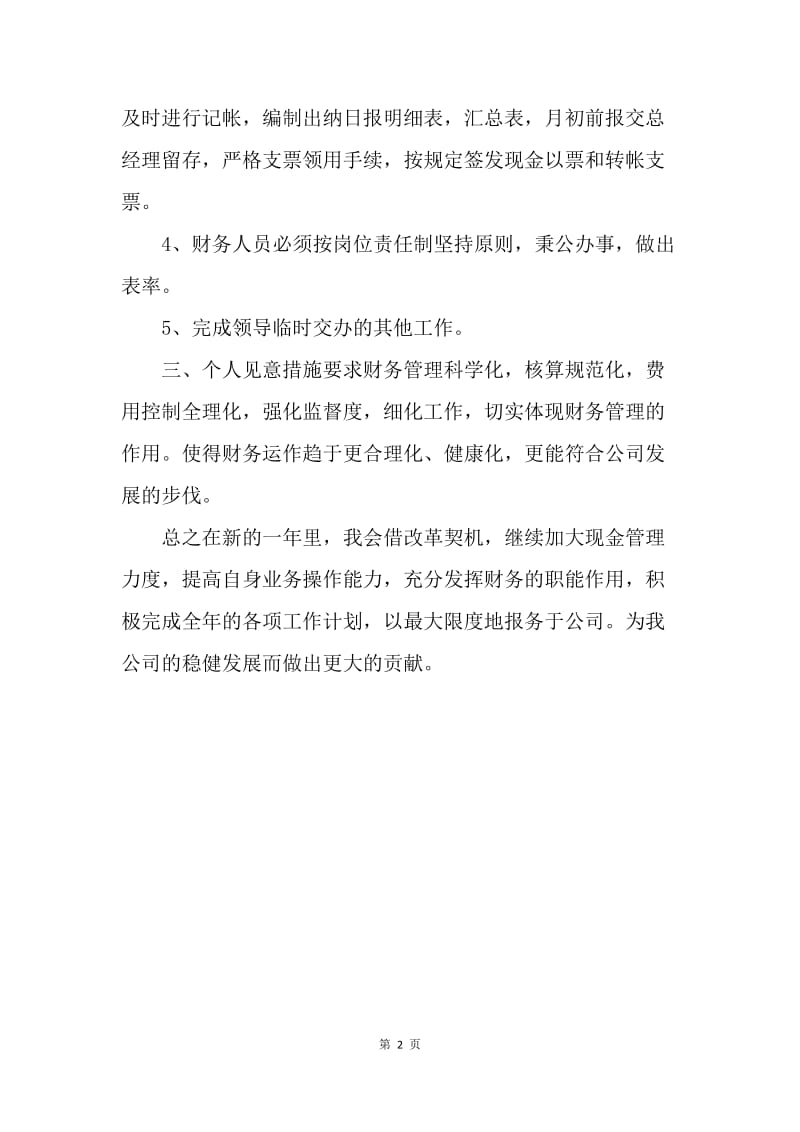 【工作计划】财务出纳年度计划范本.docx_第2页