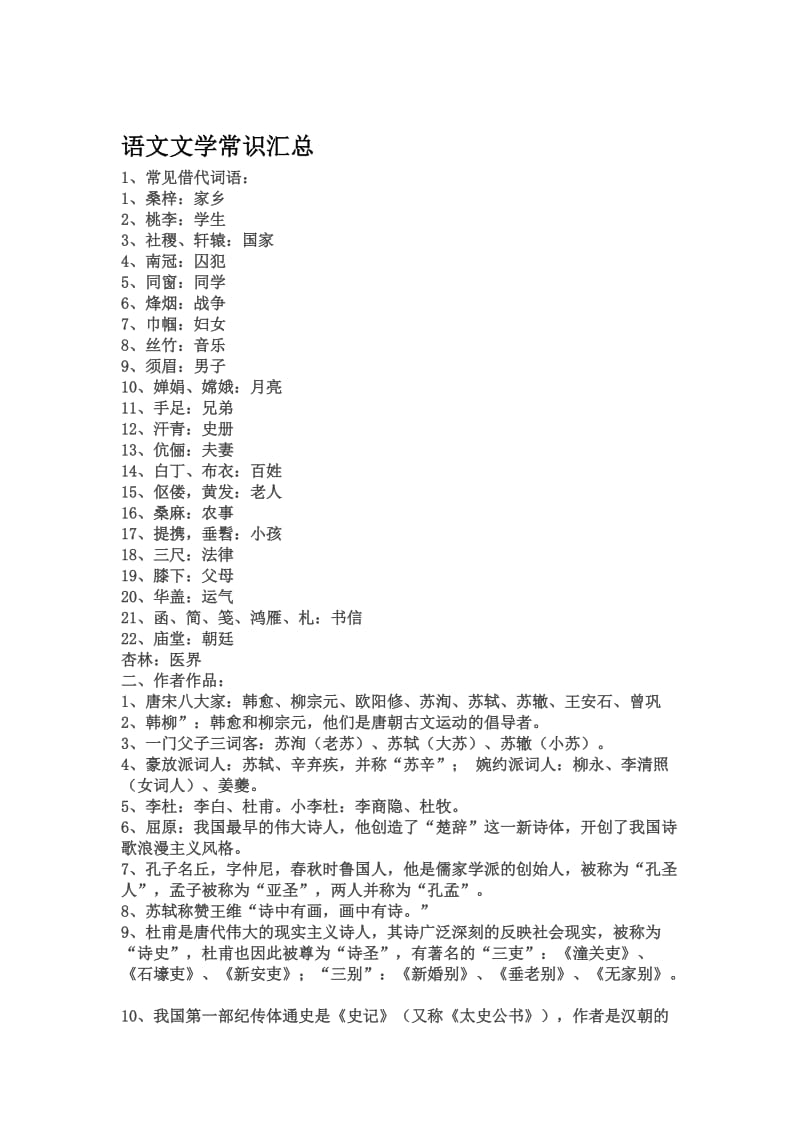 2017年高考语文文化常识汇总名师制作优质教学资料.doc_第1页