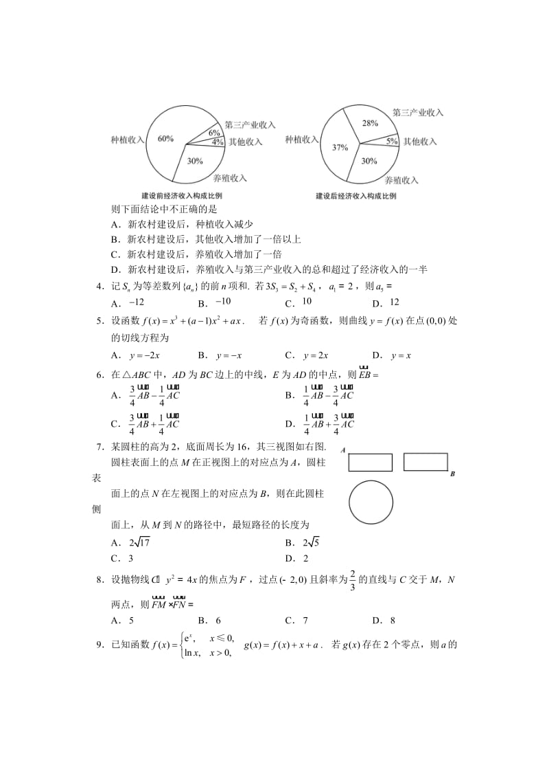 2018年高考理科数学(全国I卷)试题Word版含答案名师制作优质教学资料.doc_第2页