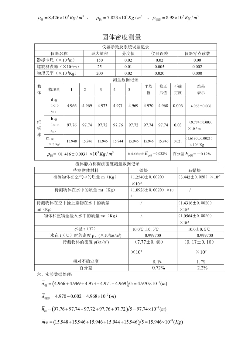 《固体密度的测定》示范报告名师制作优质教学资料.doc_第3页