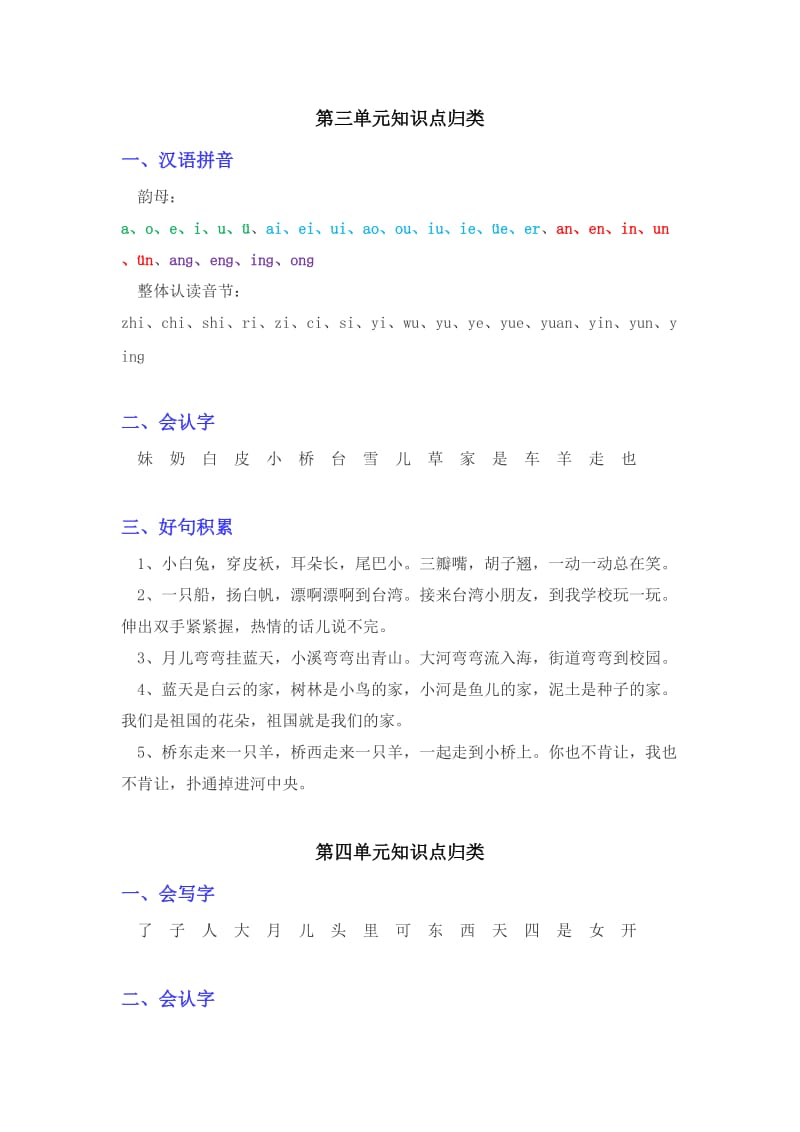 2017部编版一年级语文上册单元知识点归类汇总名师制作优质教学资料.doc_第3页