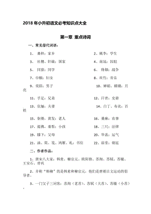 2019年小升初语文必考知识点大全名师制作优质教学资料.doc