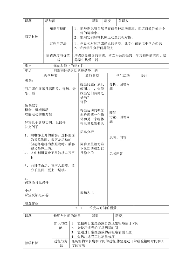 《八年级物理教案(沪科版)》名师制作优质教学资料.doc_第2页