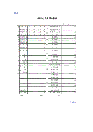 人事动态及费用控制表 doc格式.doc