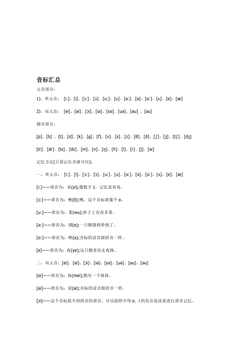 48音标记忆口诀名师制作优质教学资料.doc_第1页