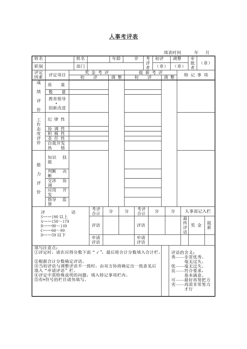 人事考评表范本.doc_第1页