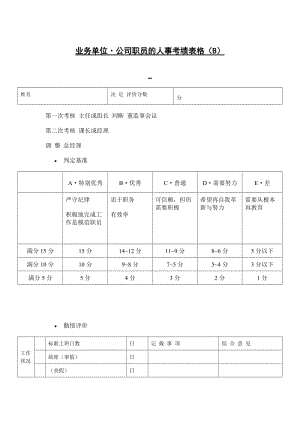 业务单位公司职员的人事考绩表单.doc