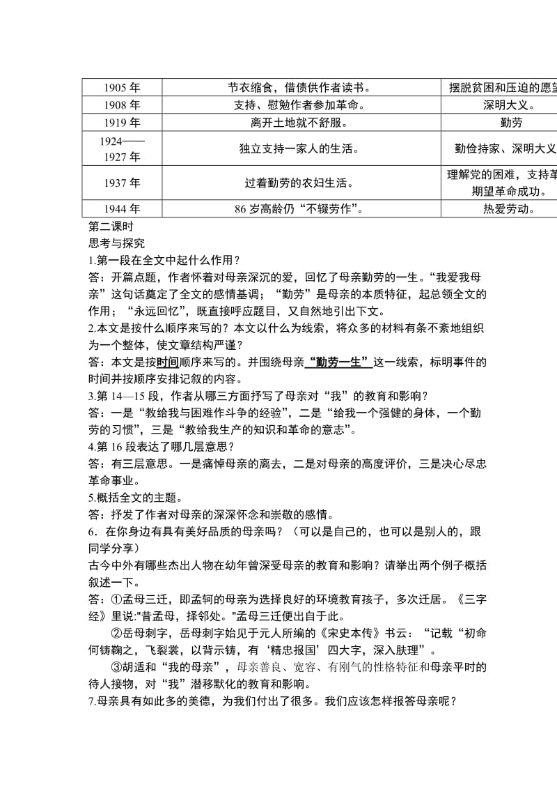 《回忆我的母亲》学案(教师版)名师制作优质教学资料.doc_第2页