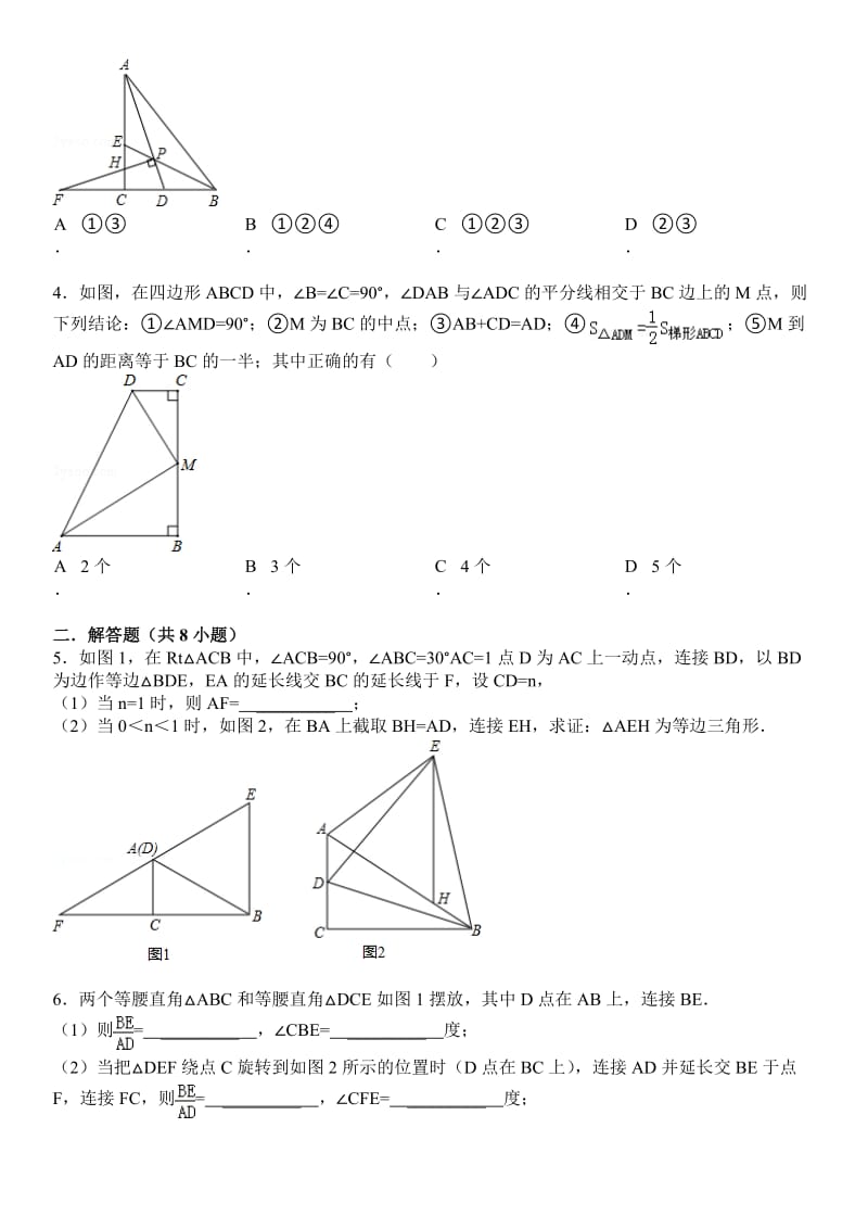 《全等三角形》《轴对称》期末复习提优题及答案解析名师制作优质教学资料.doc_第2页